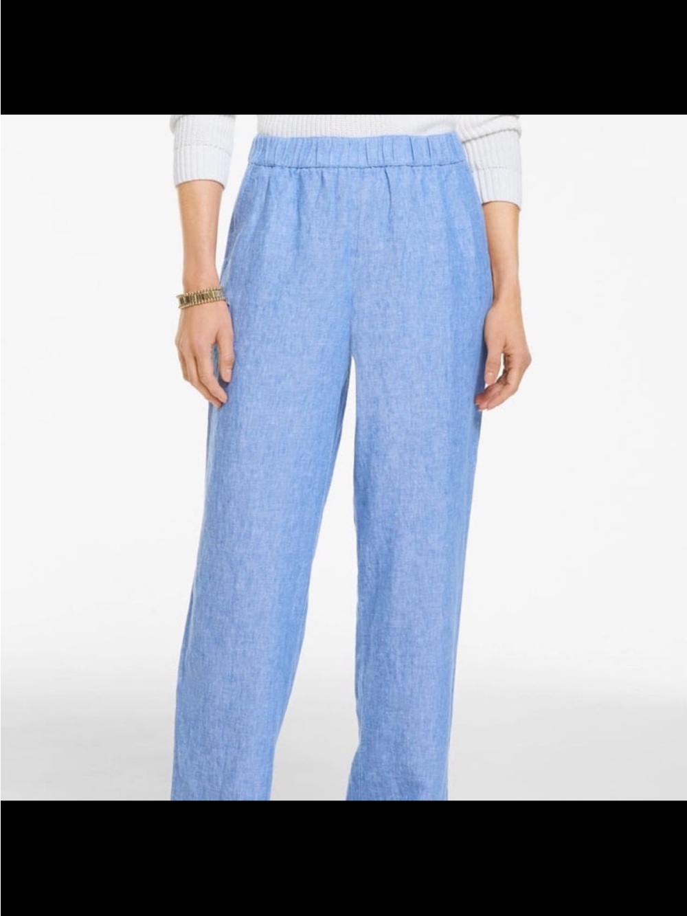 Tablots Nantucket Pull On Wide Leg Pants 2XL Petite 100% Linen Washed Blue